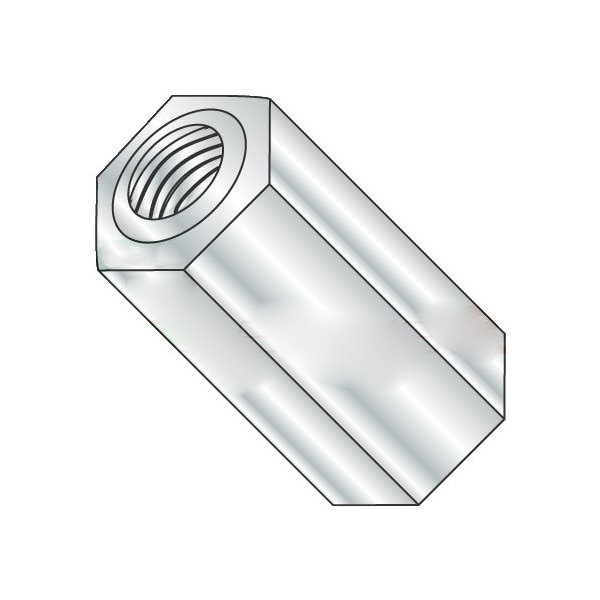 Newport Fasteners Hex Standoff, #6-32 Thrd Sz, 3/8 in L, Brass Nickel Plated, 1/4" Hex W, 500 PK - 601231