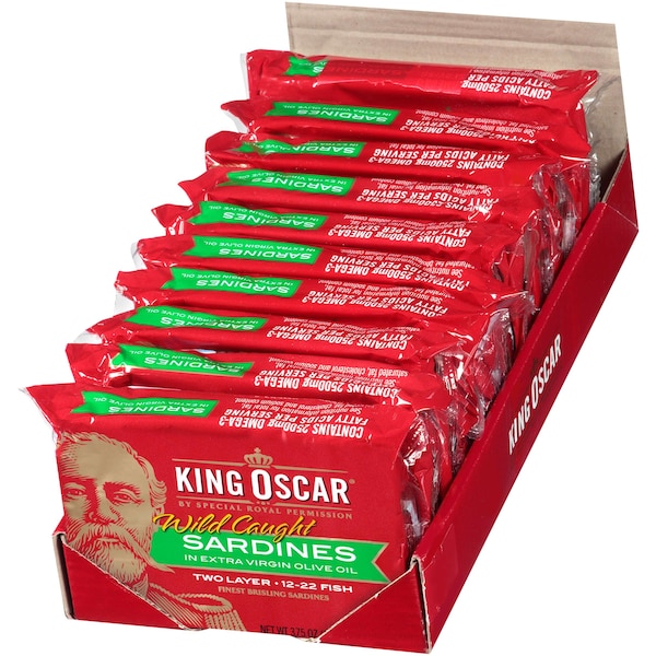 King Oscar King Oscar Sardines 2-Layer In Extra Virgin Olive Oil 3.75 oz., PK12 - 00034800600023