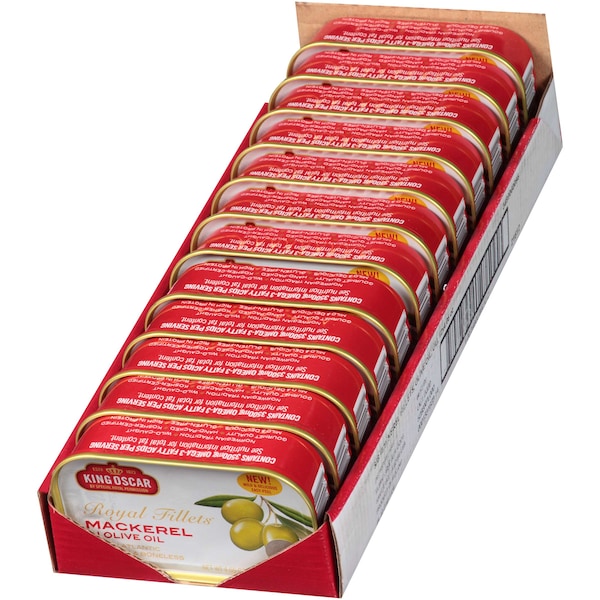 King Oscar Royal Fillet Skinless/Boneless Mackerel In Olive Oil 4.05 oz., PK12 - 10034800600952