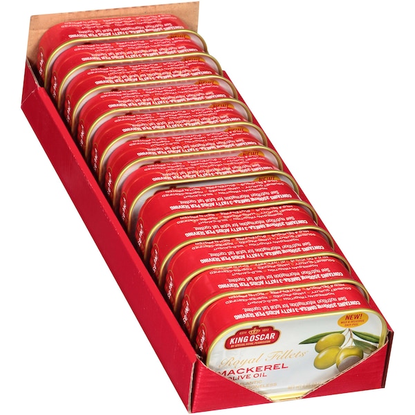 King Oscar Royal Fillet Skinless/Boneless Mackerel In Olive Oil 4.05 oz., PK12 - 10034800600952