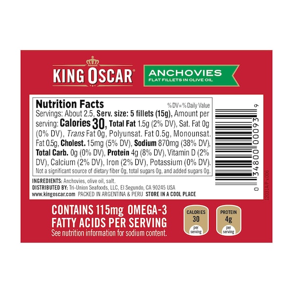 King Oscar King Oscar Anchovies 2 oz., PK18 - 00034800600610