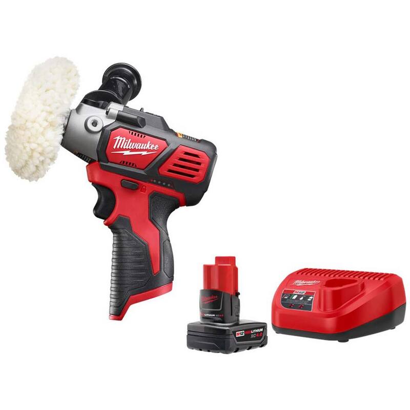 Milwaukee M12 Pulidora/Lijadora Inalámbrica de Velocidad Variable de Iones de Litio de 12V con Paquete de Batería XC 4.0 Ah y Kit de Inicio de Cargador - 2438-20-48-59-2440