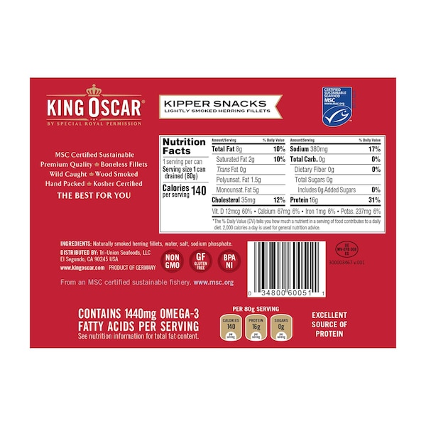 King Oscar King Oscar Kipper Snacks 3.54 oz., PK12 - 10034800600518