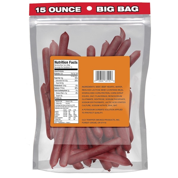 Old Trapper Old Trapper Original Beef Deli Sticks 15 oz Bagged - 33115T