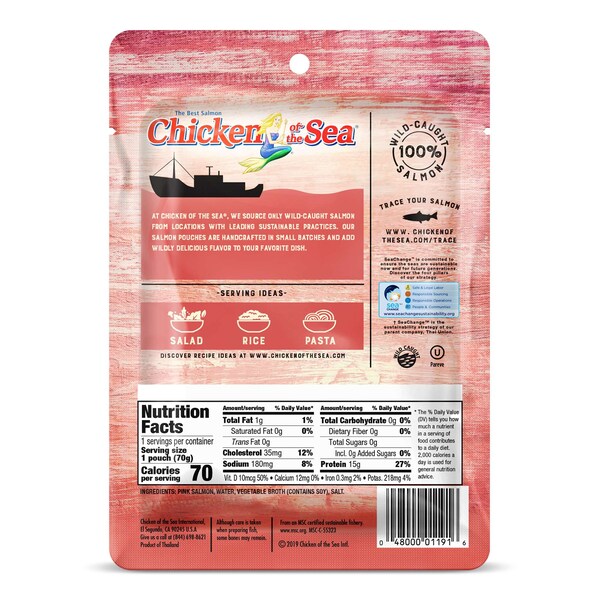 Chicken Of The Sea Chicken Of The Sea Skinless/Boneless Pink Salmon Pouch 2.5 oz., PK12 - 10048000011913