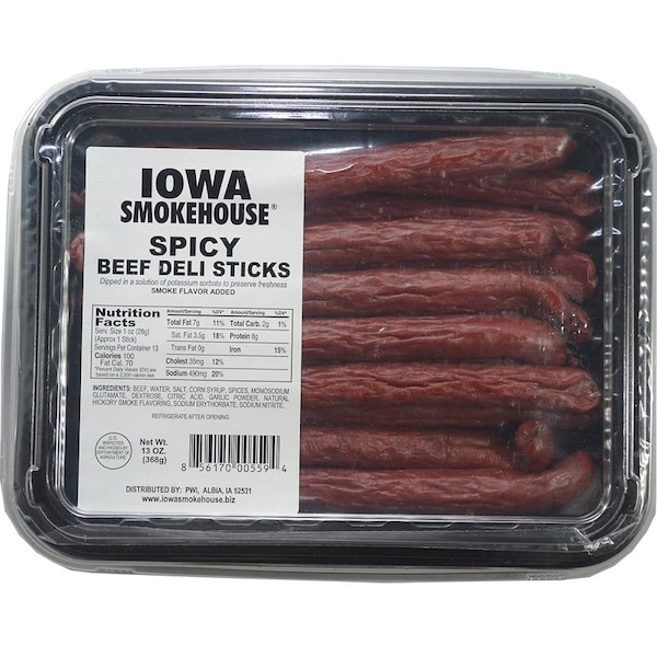 Iowa Smokehouse Beef Deli Stick, Spicy, 13 oz, Pack - IS-BDS