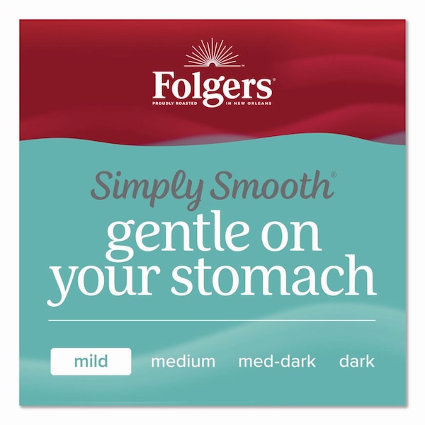 Folgers Simply Smooth Ground Coffee, Gentle On Your Stomach, 27 oz Canister - 30446