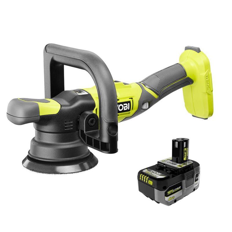 RYOBI ONE+ 18V 5 pulgadas Pulidora de Doble Acción de Velocidad Variable con Batería de Alto Rendimiento de Iones de Litio 4.0 Ah - PBF100B-PBP004