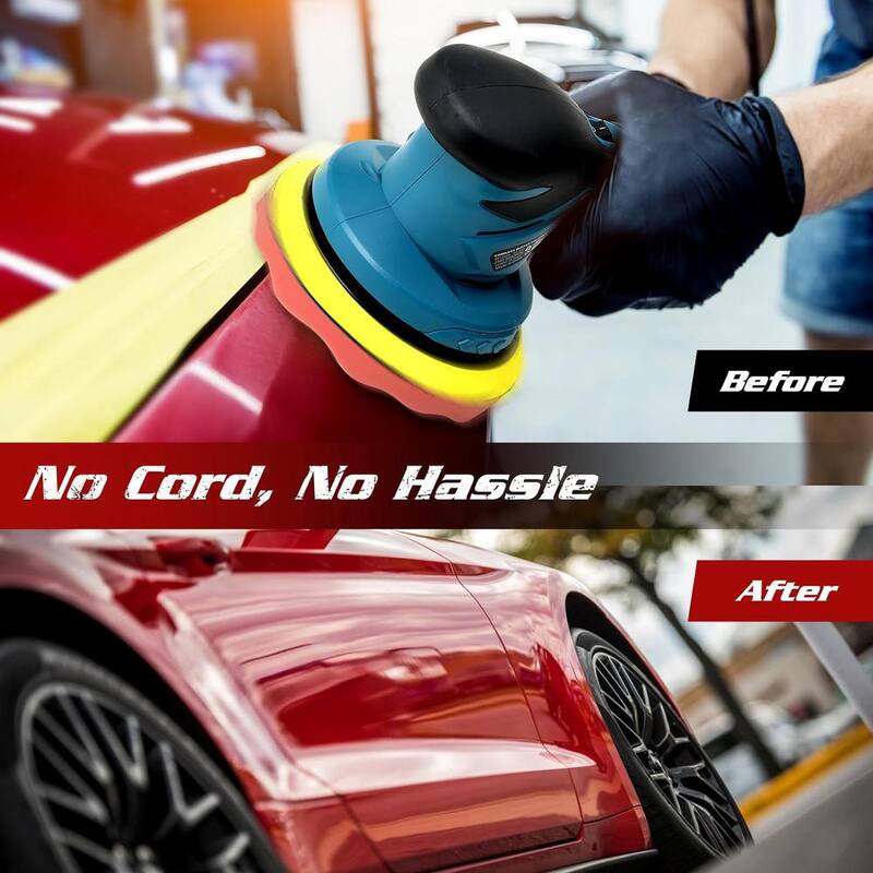 Pulidora inalámbrica para autos Saker - 6 pulgadas. Kit de máquina portátil para pulir cera para detalles de autos (3 baterías con bolsa) - GJ34456-X39131