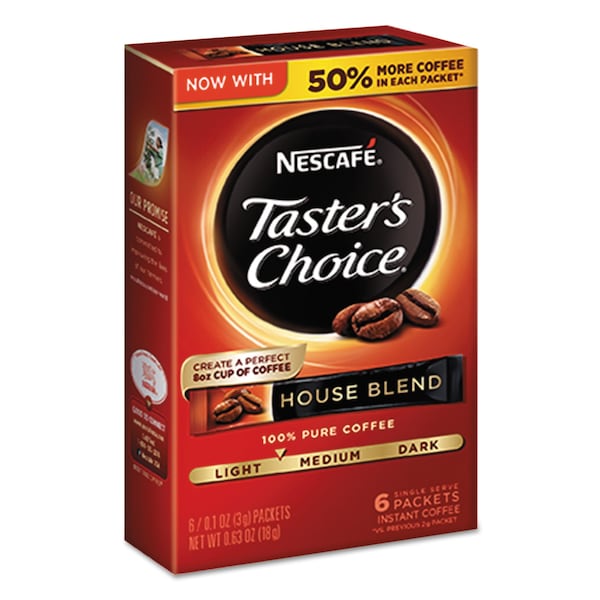 Nescafe Taster's Choice House Blend Instant Coffee, 0.1oz Stick, PK72 - 32486