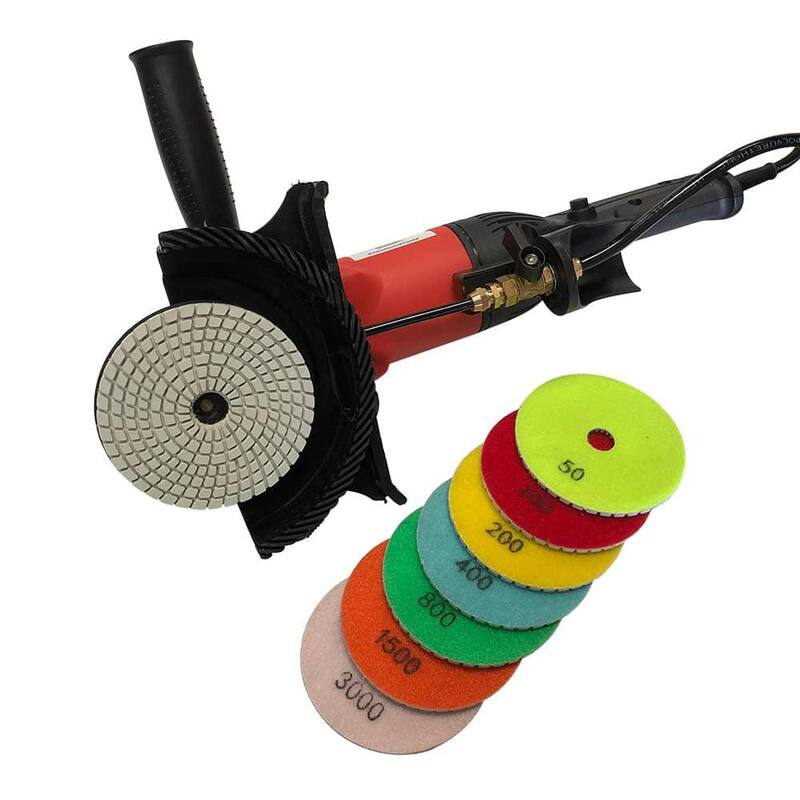 Pulidora húmeda de velocidad variable de 5 pulgadas con cable de 7 amperios más discos húmedos #50 a #3000 y soporte de goma - VSP050WS57SETR