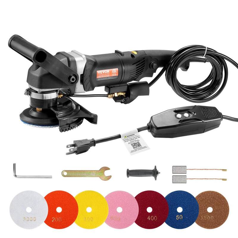 Pulidora húmeda de 10 amperes, 700-3000 RPM 800 vatios, 4 pulgadas. Amoladora de concreto de velocidad variable y kit de pulido de 7 piezas, Amoladora húmeda con cable - DDSSPGJTZYPJQ91Y0V1