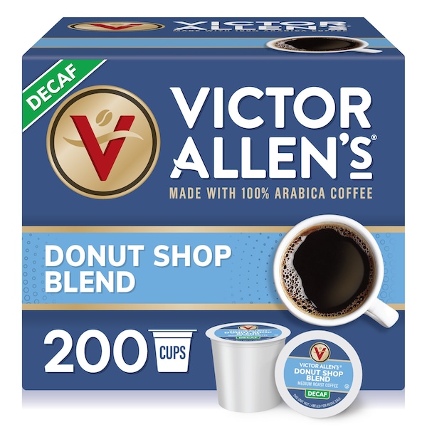 Victor Allen Victor Allen's Coffee Decaf Donut Shop Blend, Medium Roast, 200 Count, Single Serve Coffee Pods for Keurig K-Cup Brewers - FG014636RV