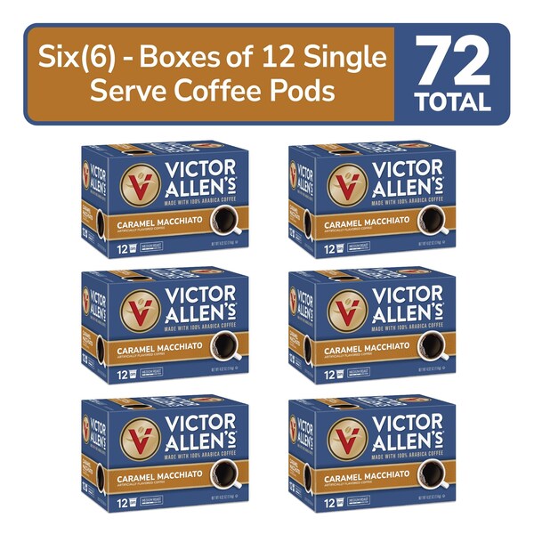 Victor Allen Caramel Macchiato Flavored, Medium Roast, Single Serve Coffee Pods for K-Cup Brewers, 32PK - FG018388