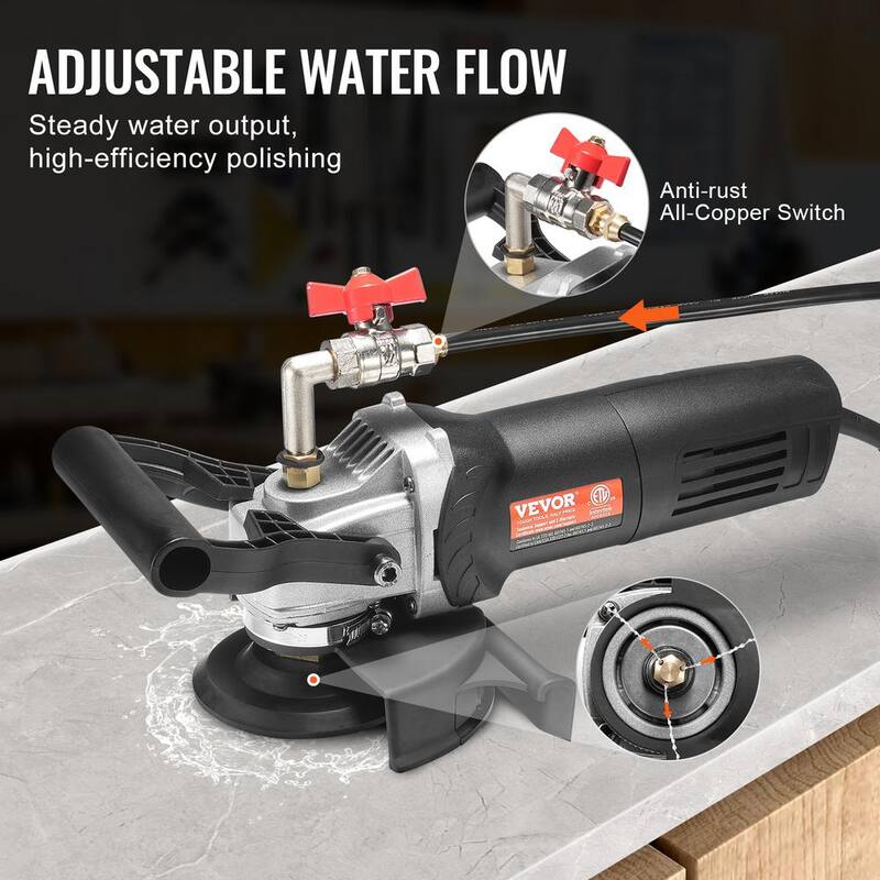 Pulidora húmeda VEVOR 1000 - 4000 RPM de 800 vatios, amoladora de concreto de 4 pulgadas con 6 velocidades variables y 7 kits de pulido, Amoladora húmeda - DDSSPGJTZYPJHPVHMV1