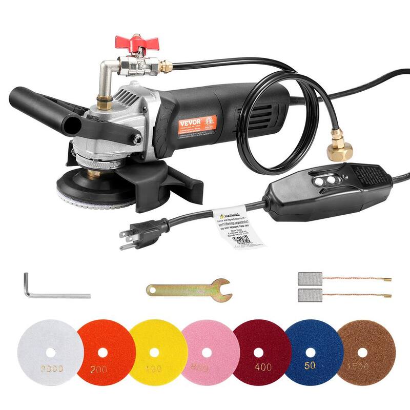 Pulidora húmeda VEVOR 1000 - 4000 RPM de 800 vatios, amoladora de concreto de 4 pulgadas con 6 velocidades variables y 7 kits de pulido, Amoladora húmeda - DDSSPGJTZYPJHPVHMV1