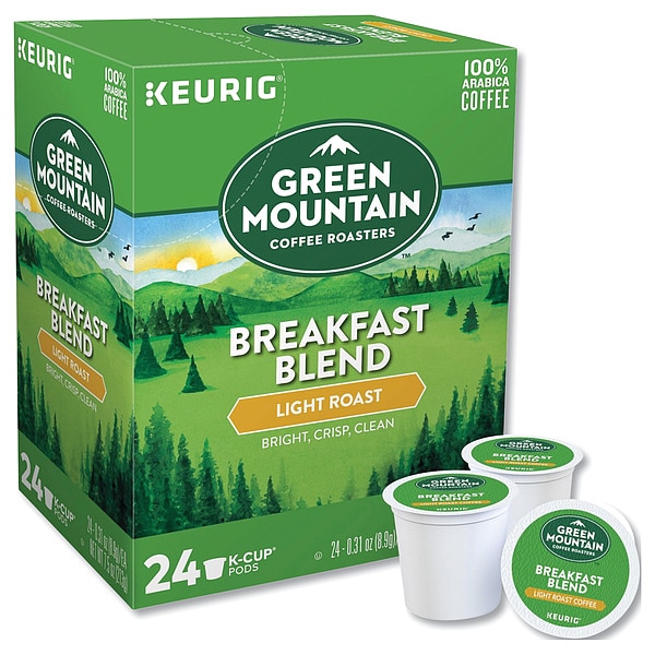 Green Mountain Coffee Coffee, Breakfast Blend, Pod, Caffeinated, Ground, 1.86 lb, 96 PK - 6520