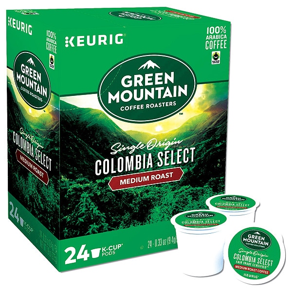 Green Mountain Coffee Coffee, Single Origin Colombian Select, Pod, Caffeinated, Ground, 7.92 oz, 24 PK - 6003