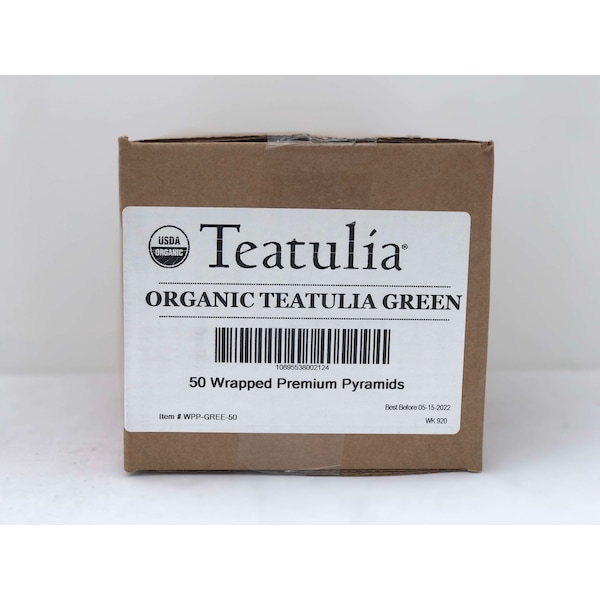 Teatulia Organic Teas Green Wrapped Premium Tea, PK50 - WPP-GREE-50