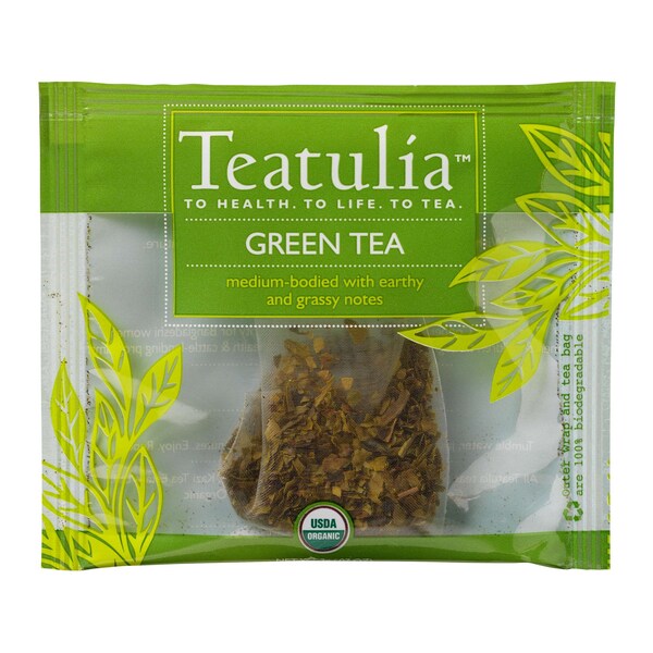 Teatulia Organic Teas Green Wrapped Premium Tea, PK50 - WPP-GREE-50