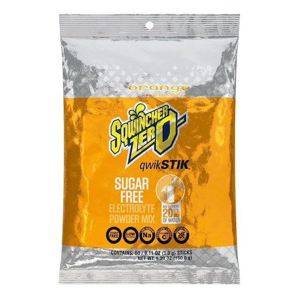 Sqwincher Sqwincher Qwik Stik ZERO Series Drink Mix, Sugar-Free, Powder, Orange Flavor, 0.11 oz Stick - 159060100