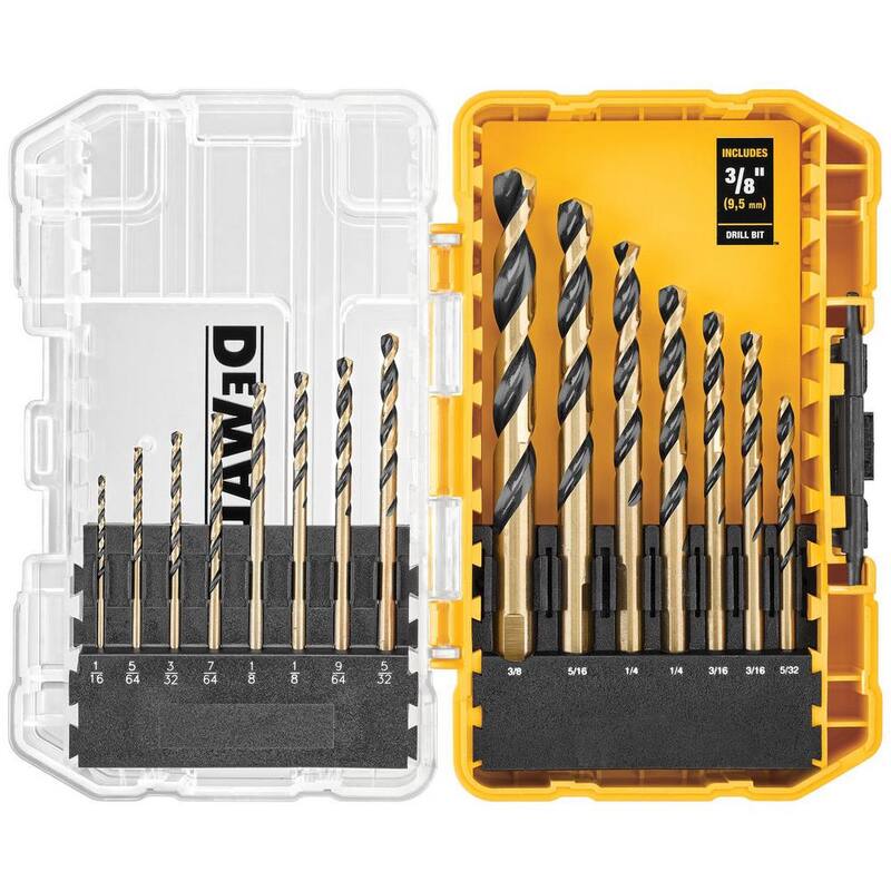 Set de brocas helicoidales negras y doradas DEWALT (15 piezas) - DWA1195