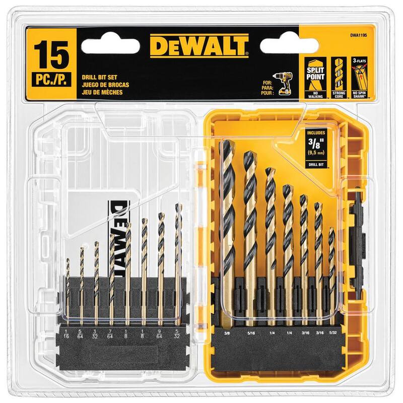 Set de brocas helicoidales negras y doradas DEWALT (15 piezas) - DWA1195