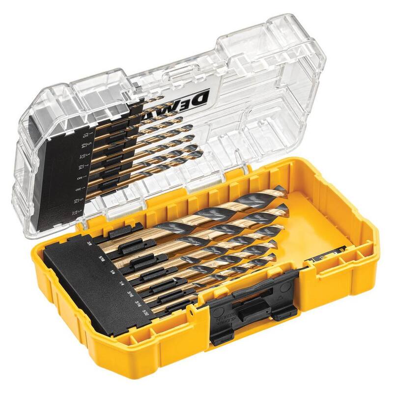 Set de brocas helicoidales negras y doradas DEWALT (15 piezas) - DWA1195