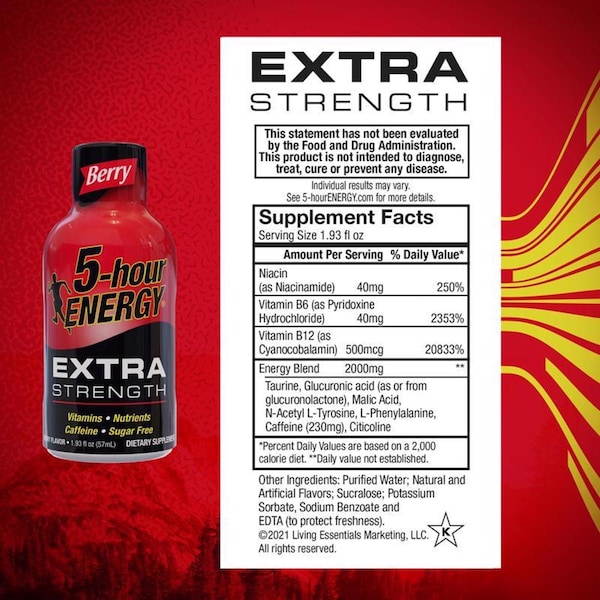 5 Hour Energy 5-hour Energy Extra Strength Sugar Free Berry Energy Shot 1.93 oz - 718128