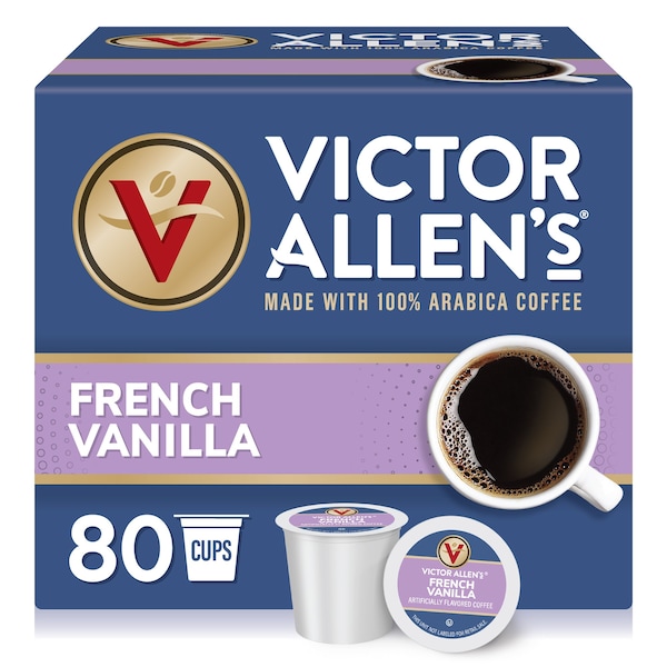 Victor Allen Victor Allen's Coffee French Vanilla Flavored, Medium Roast, 80 count, Single Serve Coffee Pods for Keurig K-Cup Brewers - FG014608RV