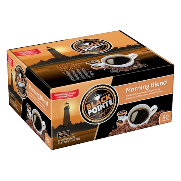 Black Pointe Bay Coffee, Morning Blend, Light Roast, 80 Count Single Serve Coffee Pods - FG018104