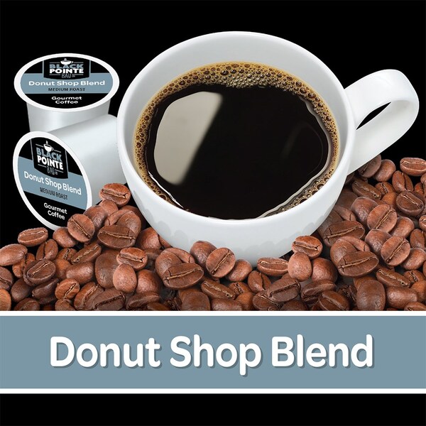 Black Pointe Bay Coffee, Donut Shop Blend, Medium Roast, 80 Count Single Serve Coffee Pods - FG018103