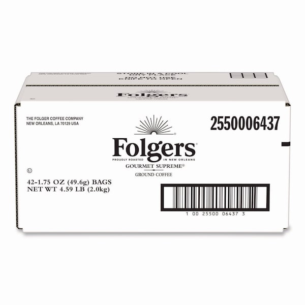 Folgers Coffee, Gourmet Supreme, Fraction Pack, Caffeinated, Ground, 5.88 lb, 42 PK - 2550006437