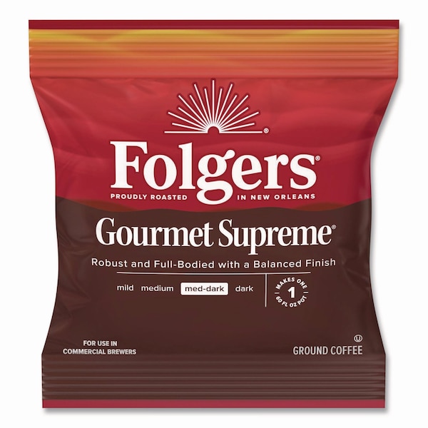 Folgers Coffee, Gourmet Supreme, Fraction Pack, Caffeinated, Ground, 5.88 lb, 42 PK - 2550006437