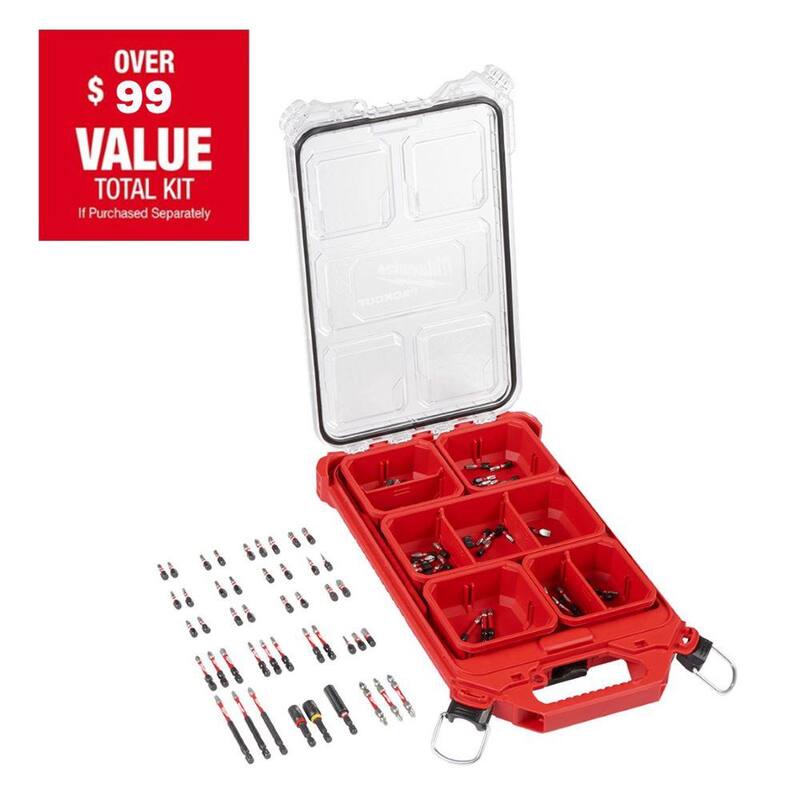 Juego de puntas de destornillador de acero de aleación SHOCKWAVE Impact Duty de Milwaukee con estuche PACKOUT (90 piezas) - 48-32-5157
