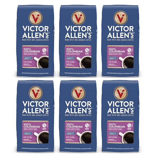 Victor Allen Victor Allen's Coffee 100% Colombian, Medium Roast, Ground Coffee, 6 Pack - 12oz Bags - FG015808