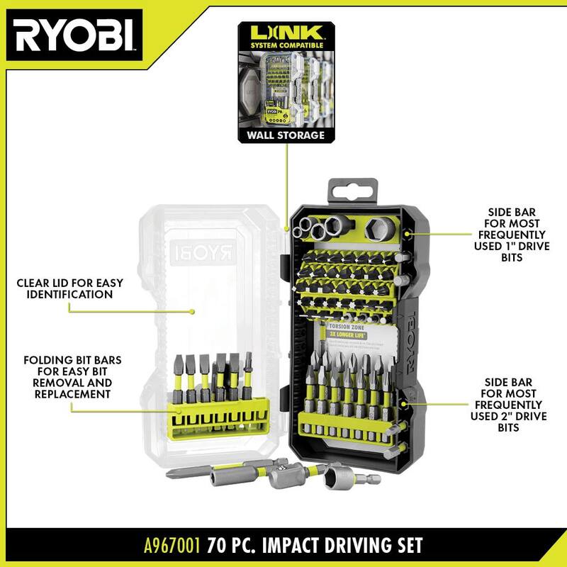 Juego de conducción con clasificación de impacto de RYOBI (70 piezas) - A967001