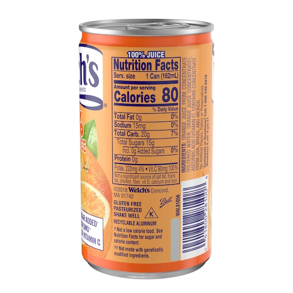 Welchs Welch's 100% Orange Juice 5.5 fl. oz., PK48 - WPD28100