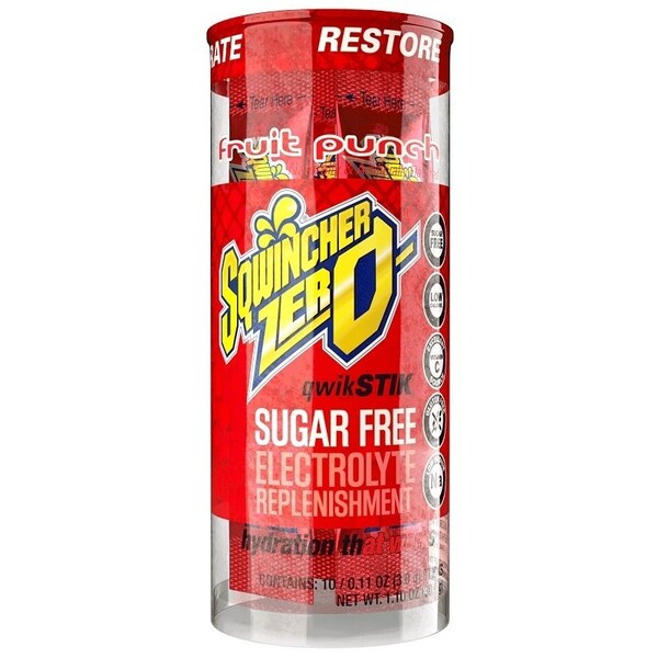 Sqwincher Sqwincher Qwik Stik ZERO Series Drink Mix, Sugar-Free, Powder, Fruit Punch Flavor, 0.11 oz Stick - 159060160