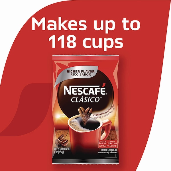 Nescaf Clasico Dark Roast Instant Coffee, 8 oz Pouch - 00028000709488