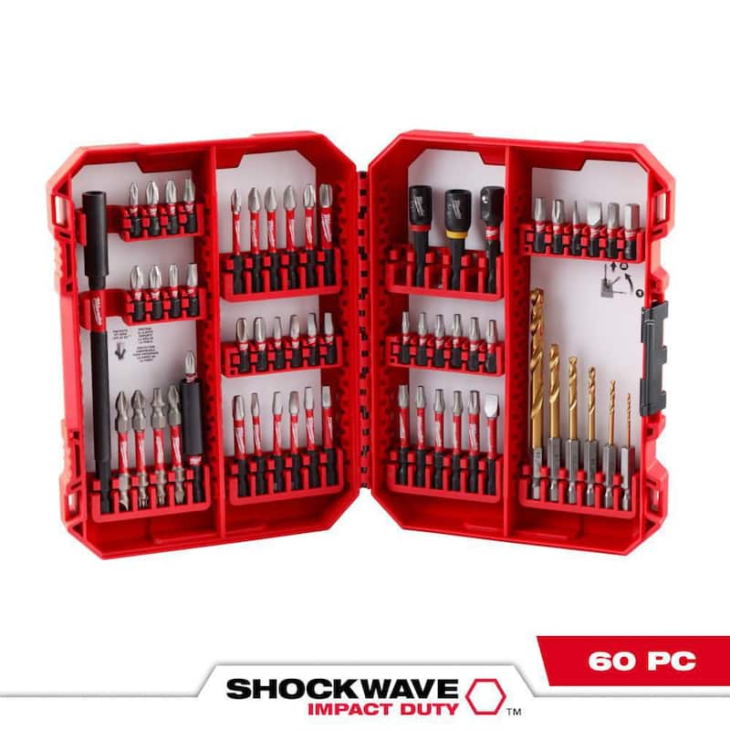 Set de puntas de desarmador de acero aleado Milwaukee SHOCKWAVE Impact Duty (60 piezas) - 48-32-4097