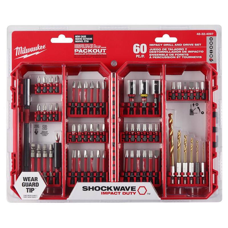 Set de puntas de desarmador de acero aleado Milwaukee SHOCKWAVE Impact Duty (60 piezas) - 48-32-4097