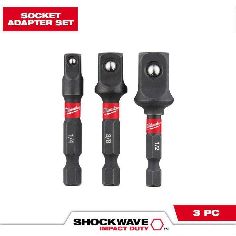 Juego de adaptadores de zócalo con mango hexagonal de impacto SHOCKWAVE de Milwaukee (3 piezas) - 48-32-5033