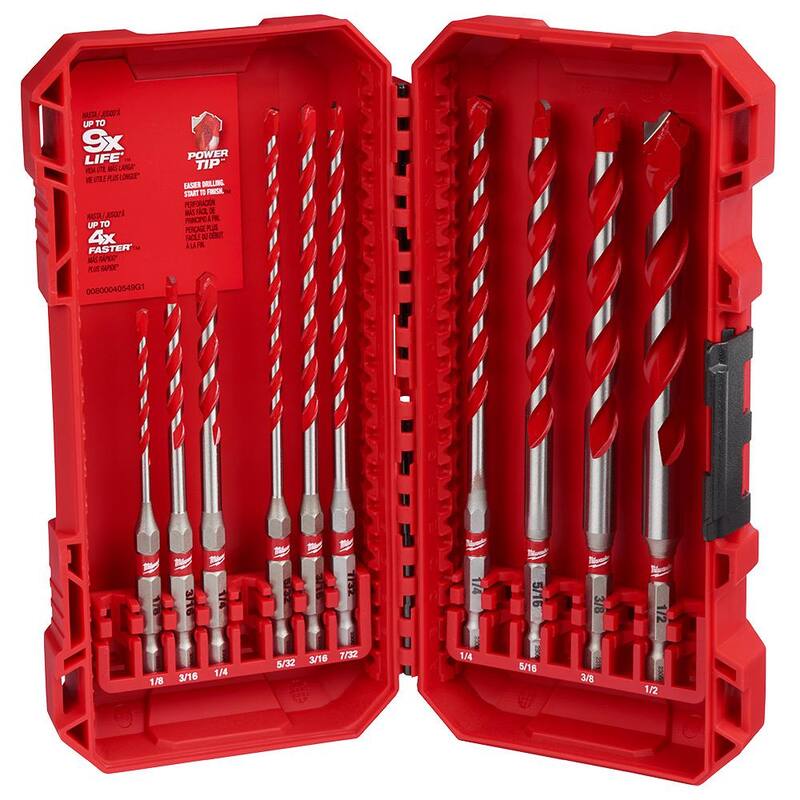 Set de brocas de carburo para martillo Milwaukee SHOCKWAVE. (10 piezas) - 48-20-9058.
