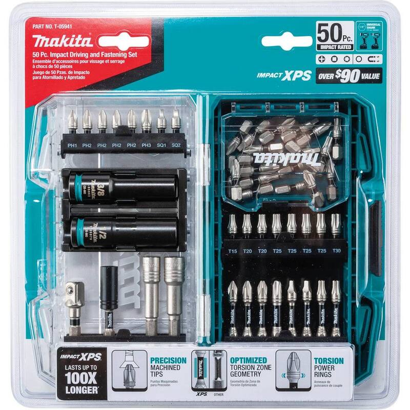 Juego de puntas de destornillador y brocas de taladro de acero aleado de alto impacto Makita IMPACT XPS (50 piezas) - T-05941