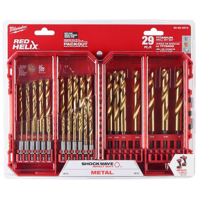 Juego de brocas Milwaukee SHOCKWAVE Impact Duty de titanio (29 piezas) - 48-89-4672