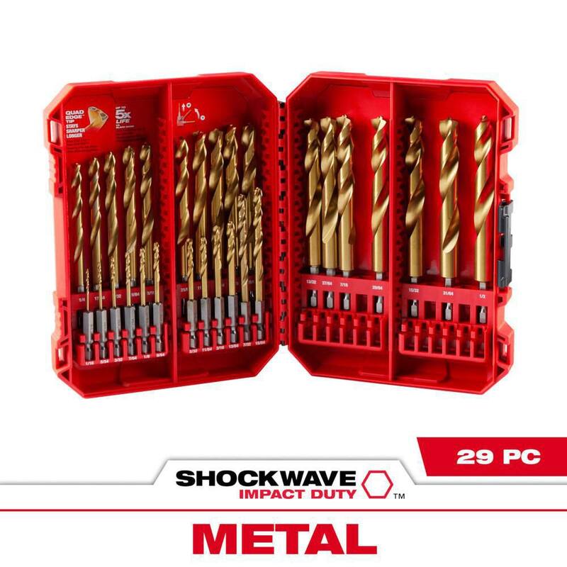 Juego de brocas Milwaukee SHOCKWAVE Impact Duty de titanio (29 piezas) - 48-89-4672