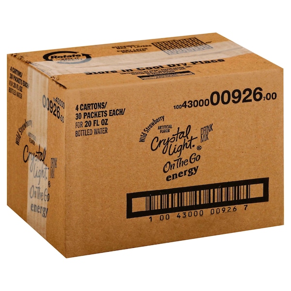 Crystal Light Crystal Light On The Go Wild Strawberry Energy Beverage Mix, PK120 - 10043000009267