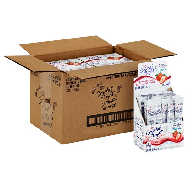 Crystal Light Crystal Light On The Go Wild Strawberry Energy Beverage Mix, PK120 - 10043000009267