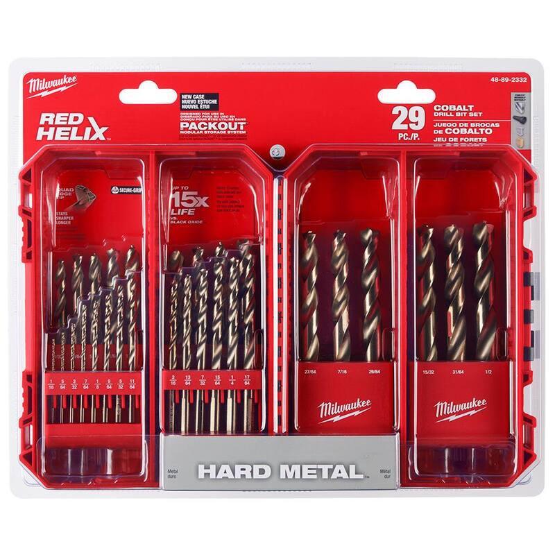 Juego de brocas Milwaukee Cobalt Red Helix para taladros (29 piezas) - 48-89-2332